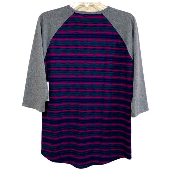 LULAROE TOP WOMEN’S M PINK GRAY BRIGHT COMFORTABLE RAGLAN T-SHIRT. - Picture 2 of 12